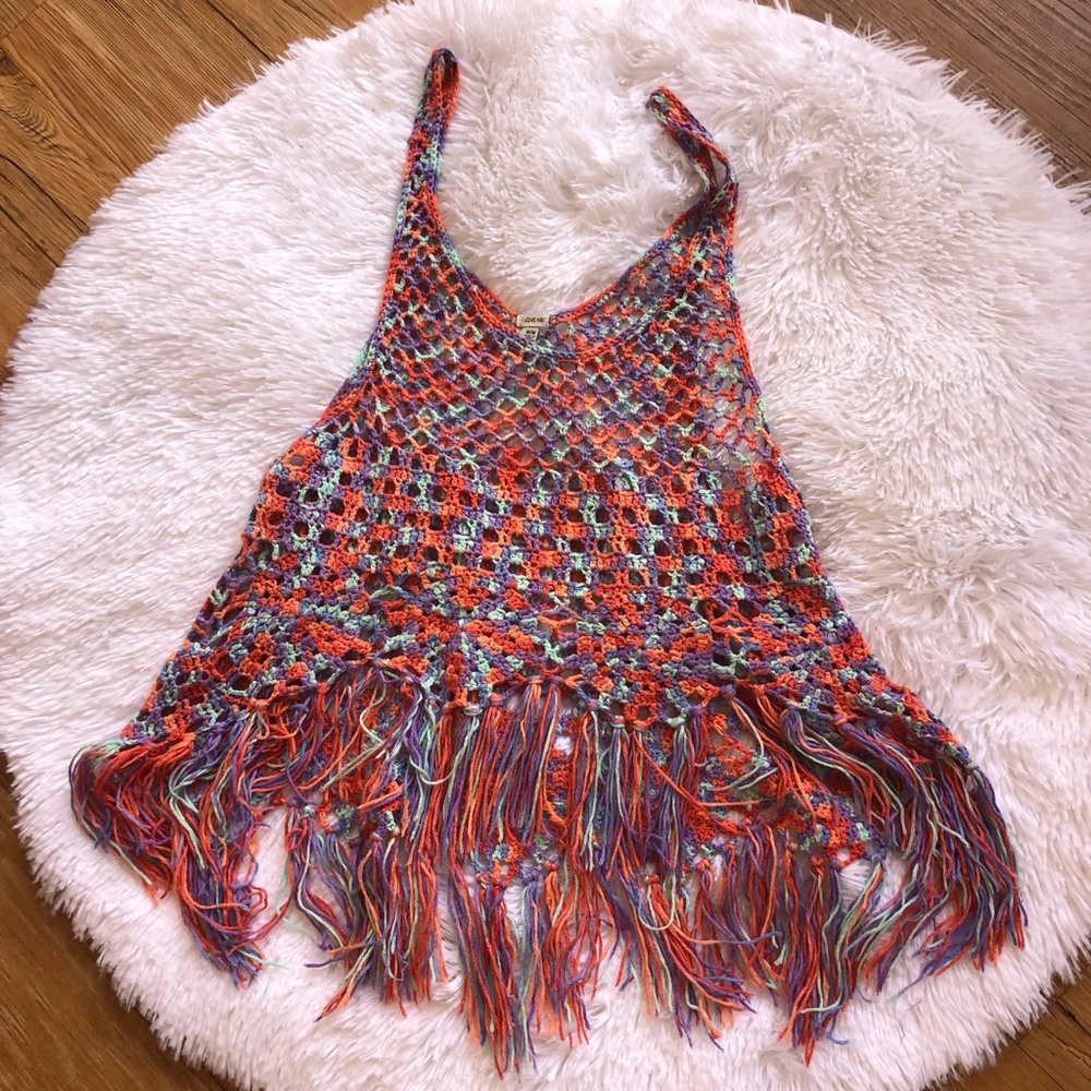 Boho Colorful Crochet Fringe Tank Top